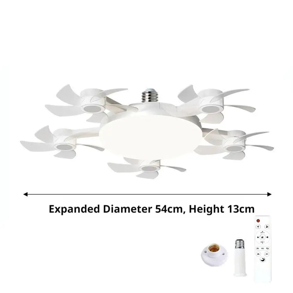 Drone Style Ceiling Fan Light E27 Base Remote Controlled Dimmable 3 Color LED Design  Retractable Blades for Living Room