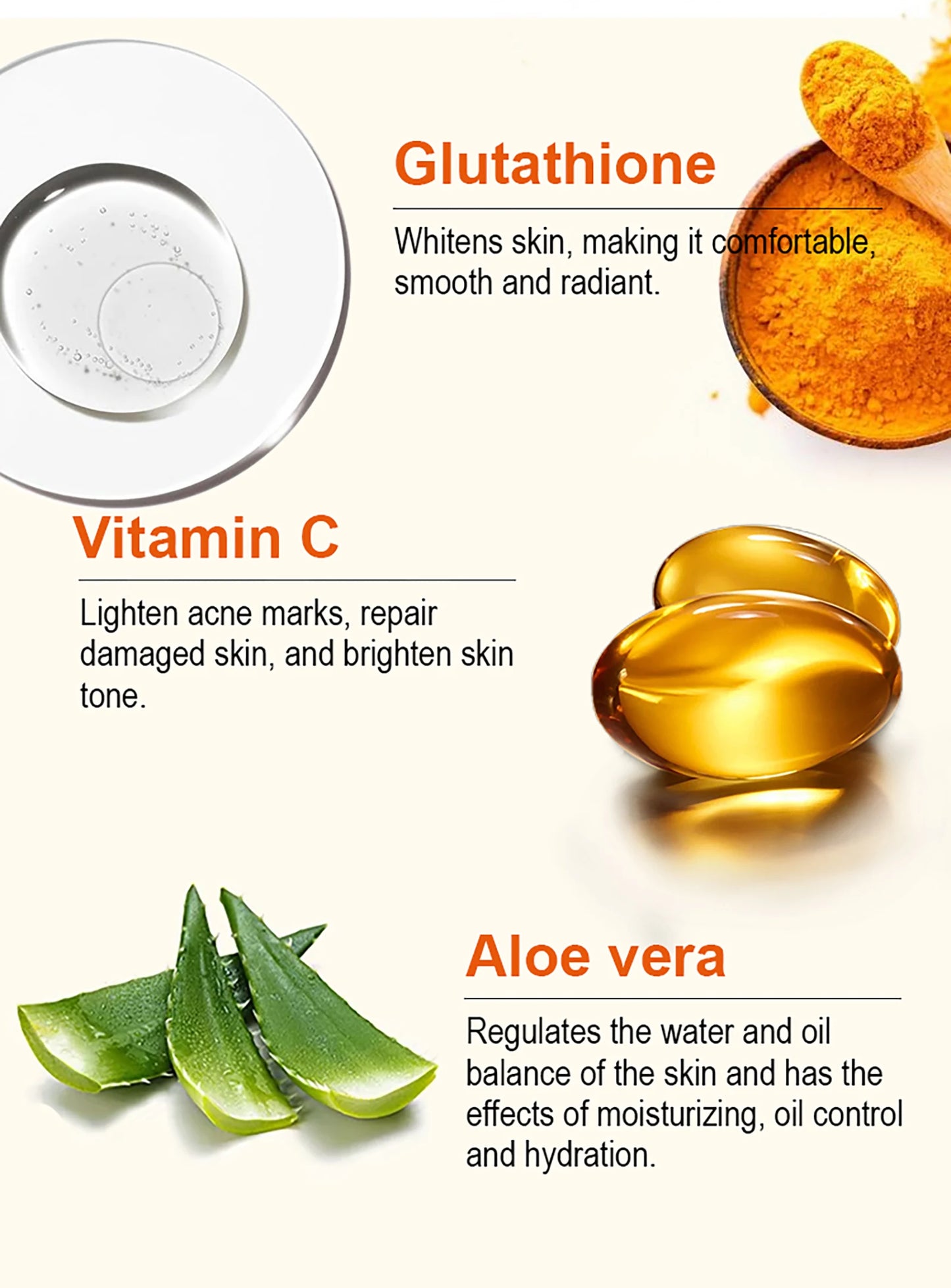 AILKE Whitening and Acne Removal Skin Care Set, With Glutathione, Vitamin C, Aloe Vera, Moisturizes, Evens Skin Tone