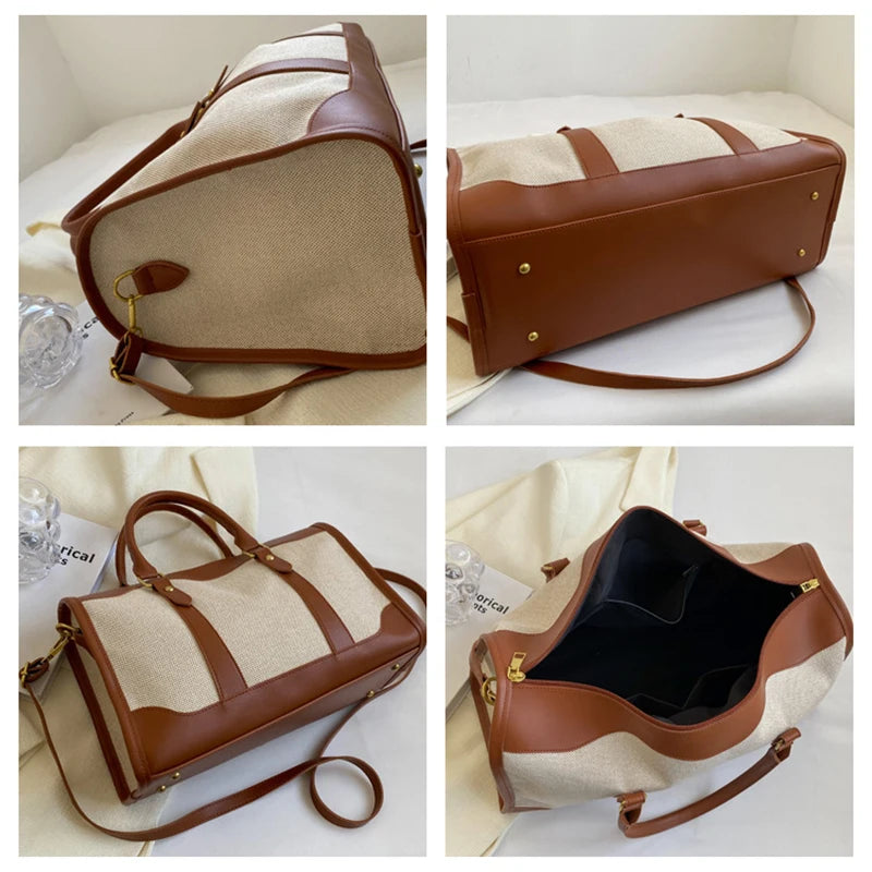 Women Canvas Large Capacity Travel Bags Custom Logo Travel Storage Handbag Vintage Fitness Luggage Bag Personality Customization