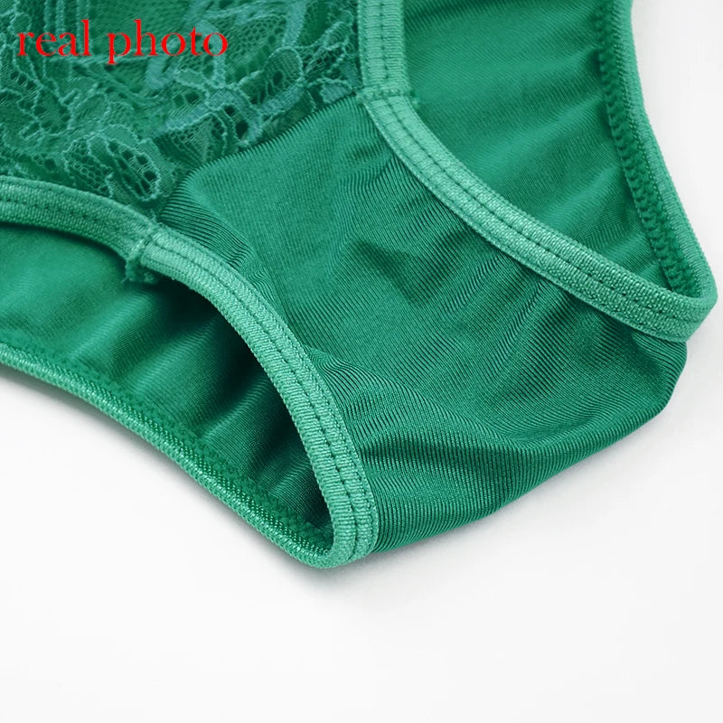 Sexy Bra Green Lingerie For Woman Erotic Underwear Set Lace Bandage Bralette Set Sexy Push up Lenceria 3 Piece Set