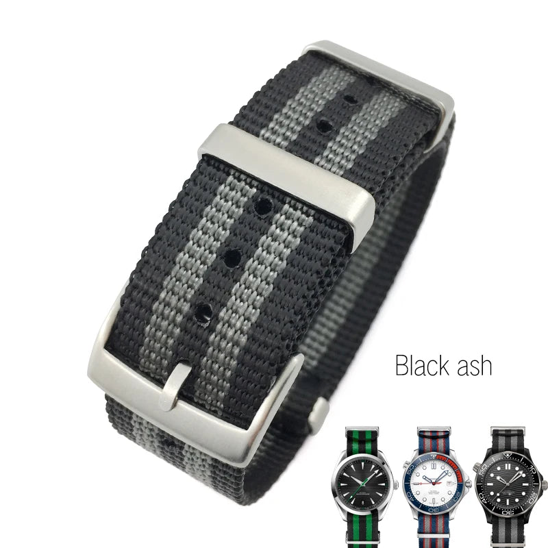 19mm 20mm 21mm 22mm Nylon Canvas Watchband Fit for Omega Seamaster 300 007 AQUA TERRA 150 Seiko Tissot Rolex Watch Strap