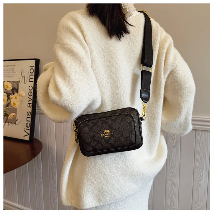 2026 New Retro Luxury Women Shoulder Bag Crossbody Bag Original Circular Pattern Logo Durable Fabric Adjustable Strap Daily Work