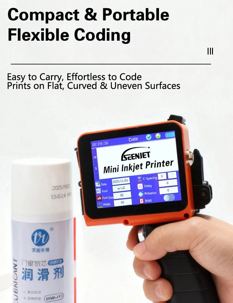Mini Best Before Date Logo Code Printer Handheld Food Expiry Date Stamping Inkjet Machine QR Code Bottle Box
