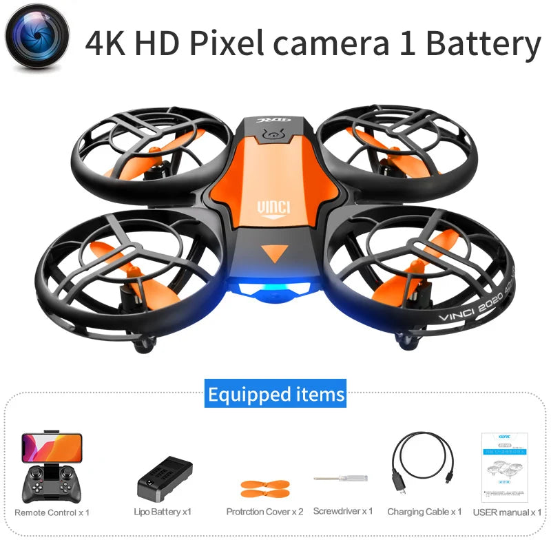 V8 Mini Drone 4K Profession HD Wide Angle Camera WiFi FPV RC Dron Height Keep Helicopter Foldable Quadcopter UAV Toys Gift