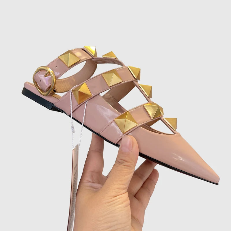 Women's Fashion Rivet High Heels 2023 Spring/Summer New Baotou Sandals Pointed Single Shoes