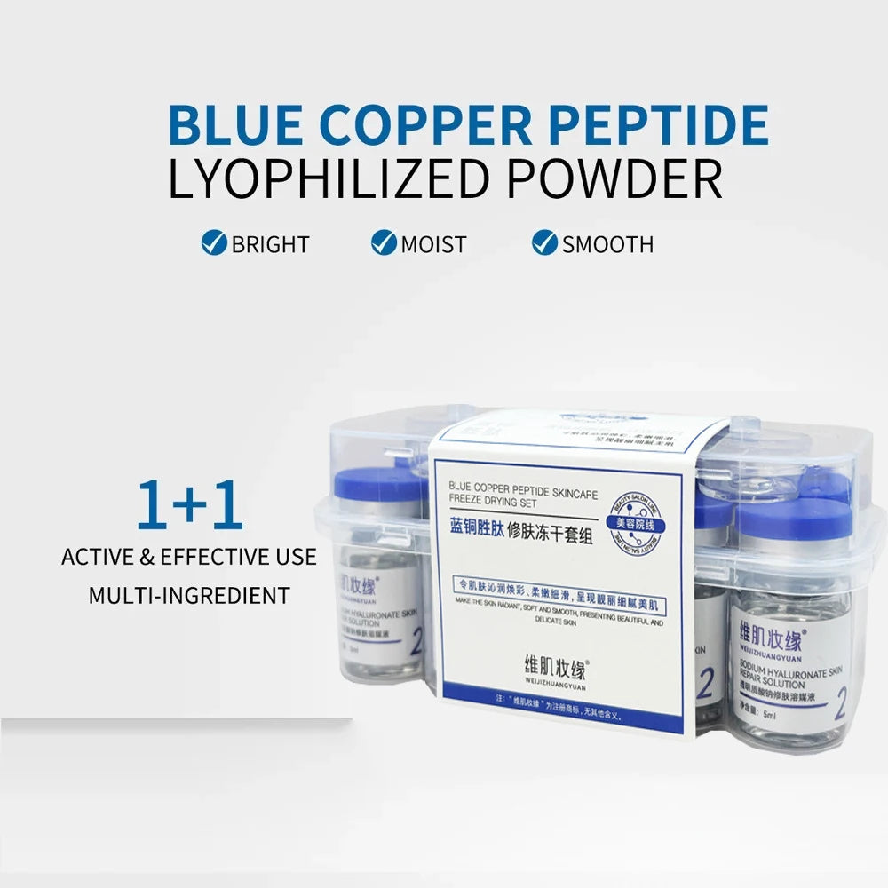 Blue Copper Peptide Freeze Drying Set Freeze-dried Powder, Improve Wrinkle Essence Shrink Pores Acne Treatment Skin Care Set