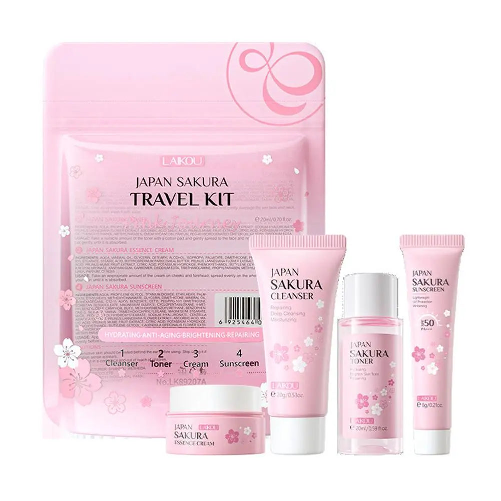 4pcs/6pcs Sakura Skin Care Set Japan Brand Nourishing Cleansing Essence Eye Cream Face Cream Toner Sunscreen High-end Gift Set