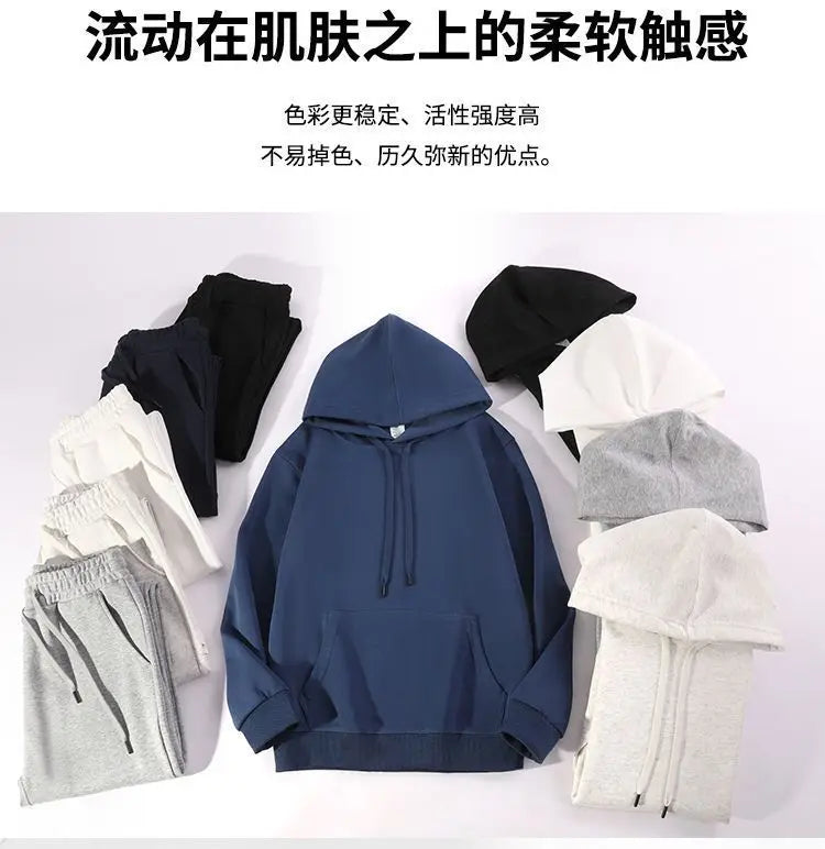 2026 Men's New Straight-Leg Casual Suit Trendy Hooded Sweatshirt and Sweatpants Loose Fit Versatile Casual Autumn Sports Suit