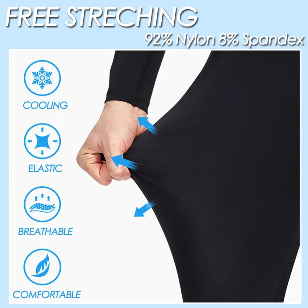 Summer Men's Long-sleeved One-piece Swimsuit Lightweight Breathable Beach Surfing Swimming Sunscreen Quick-drying Clothesdropshi