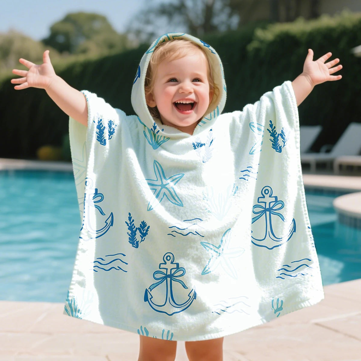 Kangobaby Hooded Bathrobe, Children's Soft Plush Warm Printed Bathrobe Pajamas, Suitable for Children Aged 1-5 Years Old