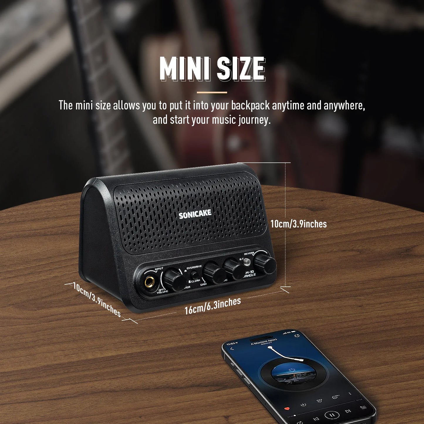 SONICAKE Dual 5W Guitar Combo Amplifier Speaker USB Chargeable Wireless Audio for electric acoustic guitar