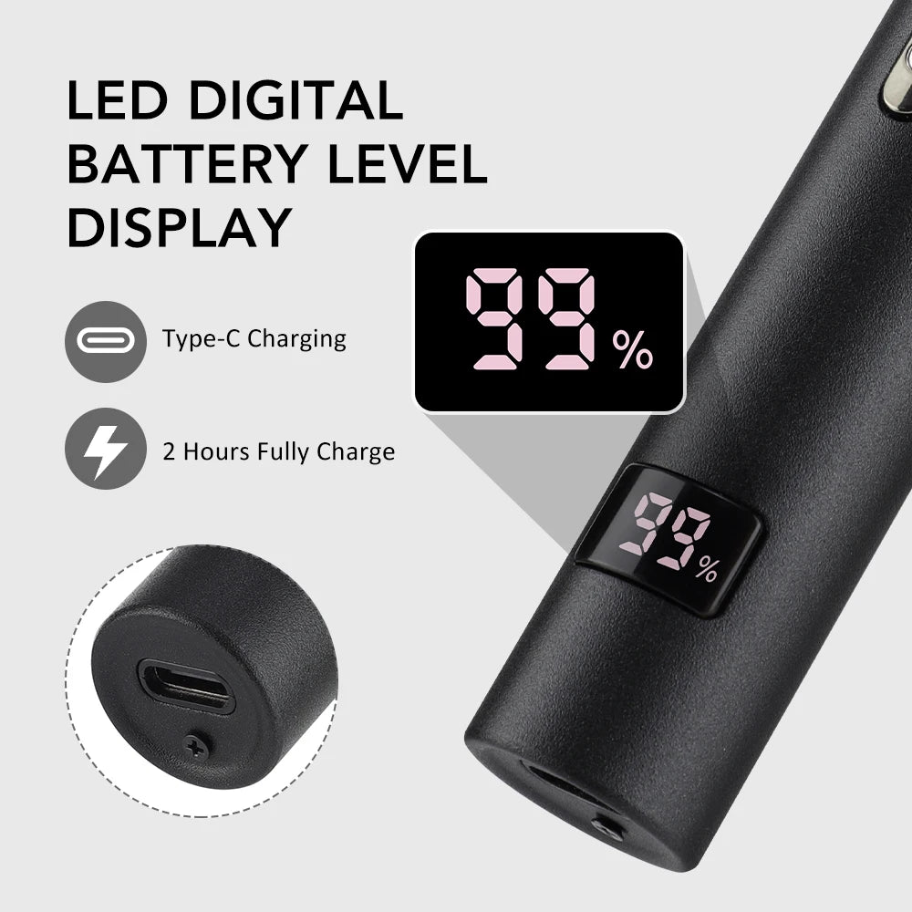3 in 1 Electric Nose Hair Trimmer for Men Portable Digital Display Nose Ears Hair Eyebrow Trimmer 360° Roating Painless Safe