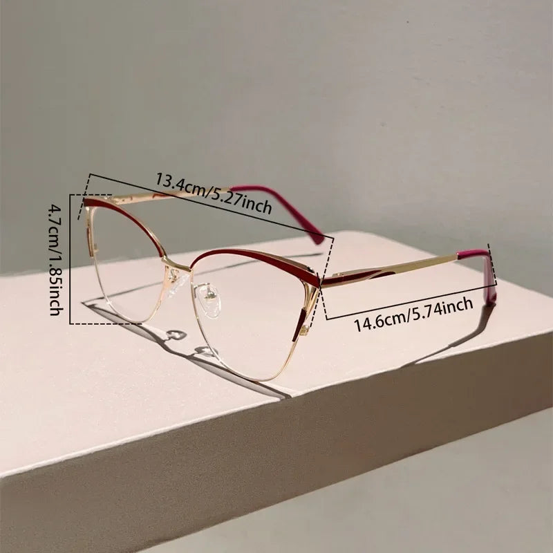 New Simple Metal Anti Blue Light Glasses for Women Fashion Vintage Cat Eye Glasses Business Computer Goggles Eyeglasses Whosale