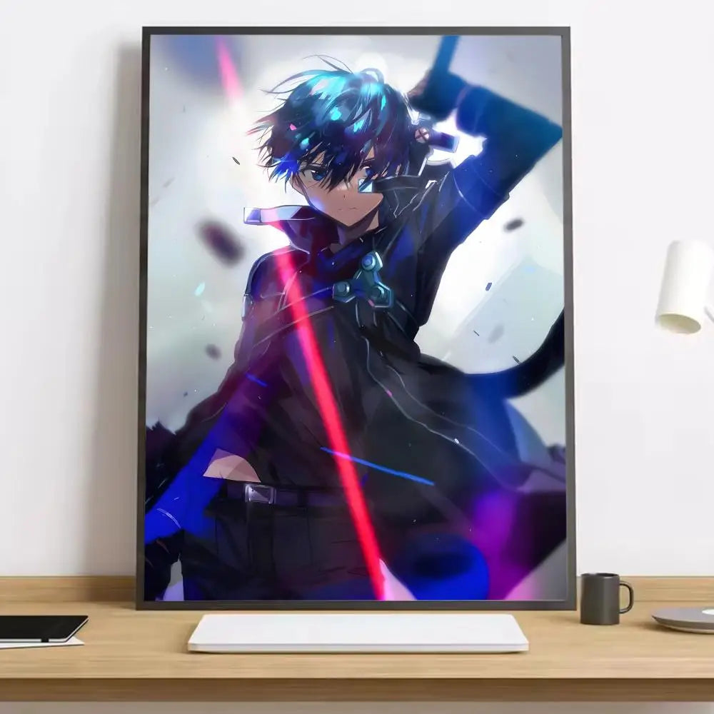 Anime Sword Art Online Kirito Asuna Painting Calligraphy HD Canvas Poster living room bedroom bar aesthetic decoration