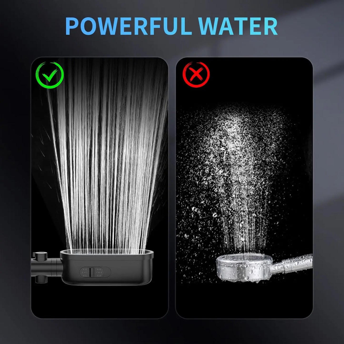 1PC 3 Modes Handheld Filtered Shower Head Hard Water Filter Showerhead Powerful High Pressure Showerhead with On-Off Switch