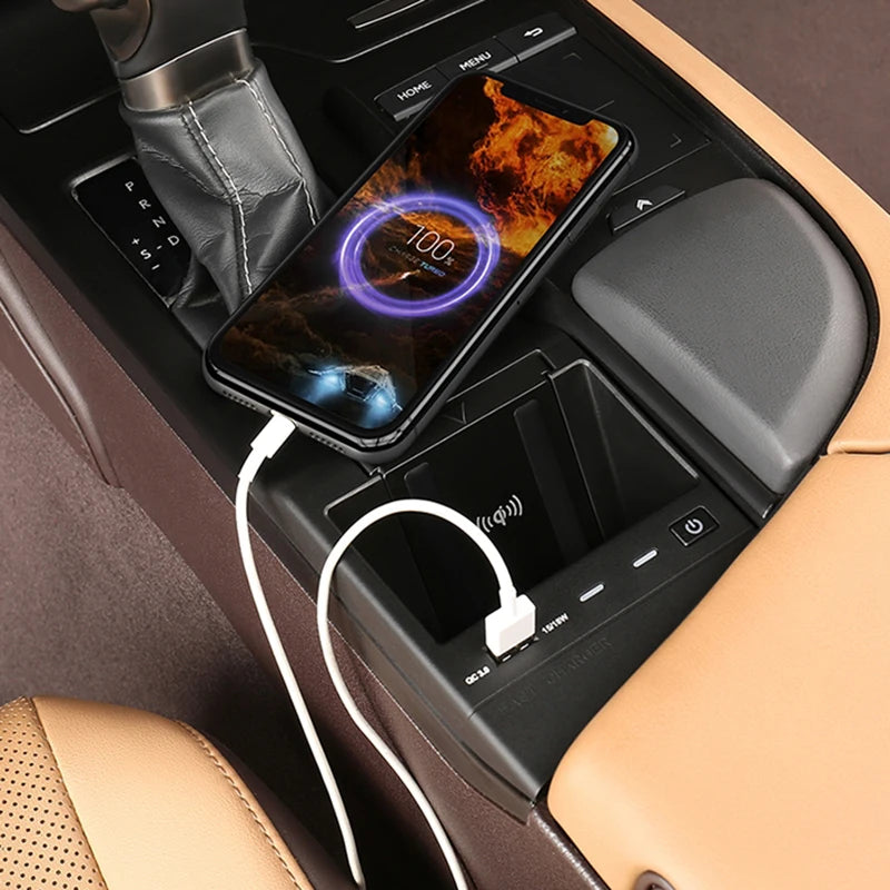 Car wireless charger for Lexus ES ES300H ES200 ES260 ES350 2019 2020 2021 2022 15W fast phone charger charging pad panel