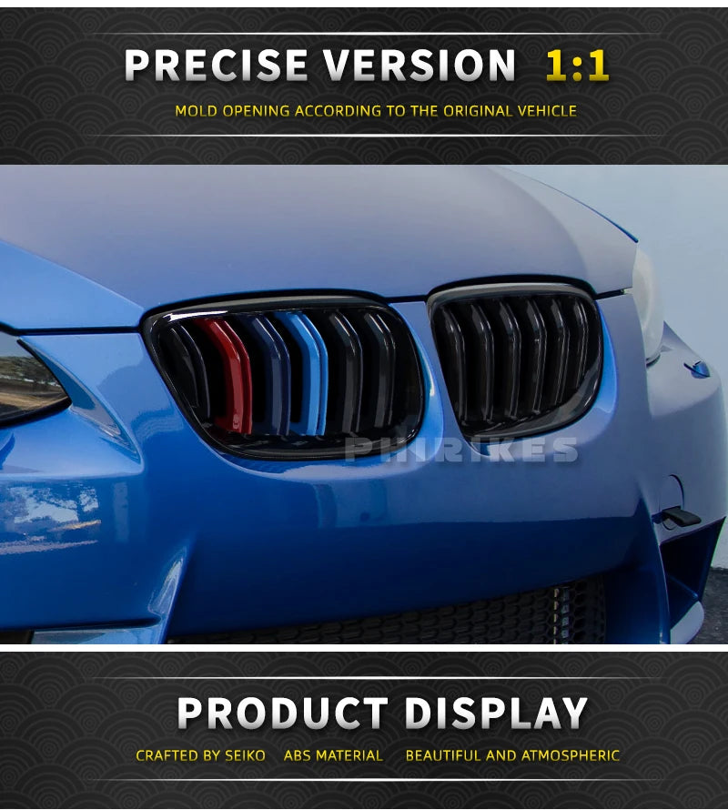 For BMW 3-Series E92 E93 M3 Coupe LCI 2010-2013 2Pcs Car Style Black Front Kidney Double Slat Grill Grille