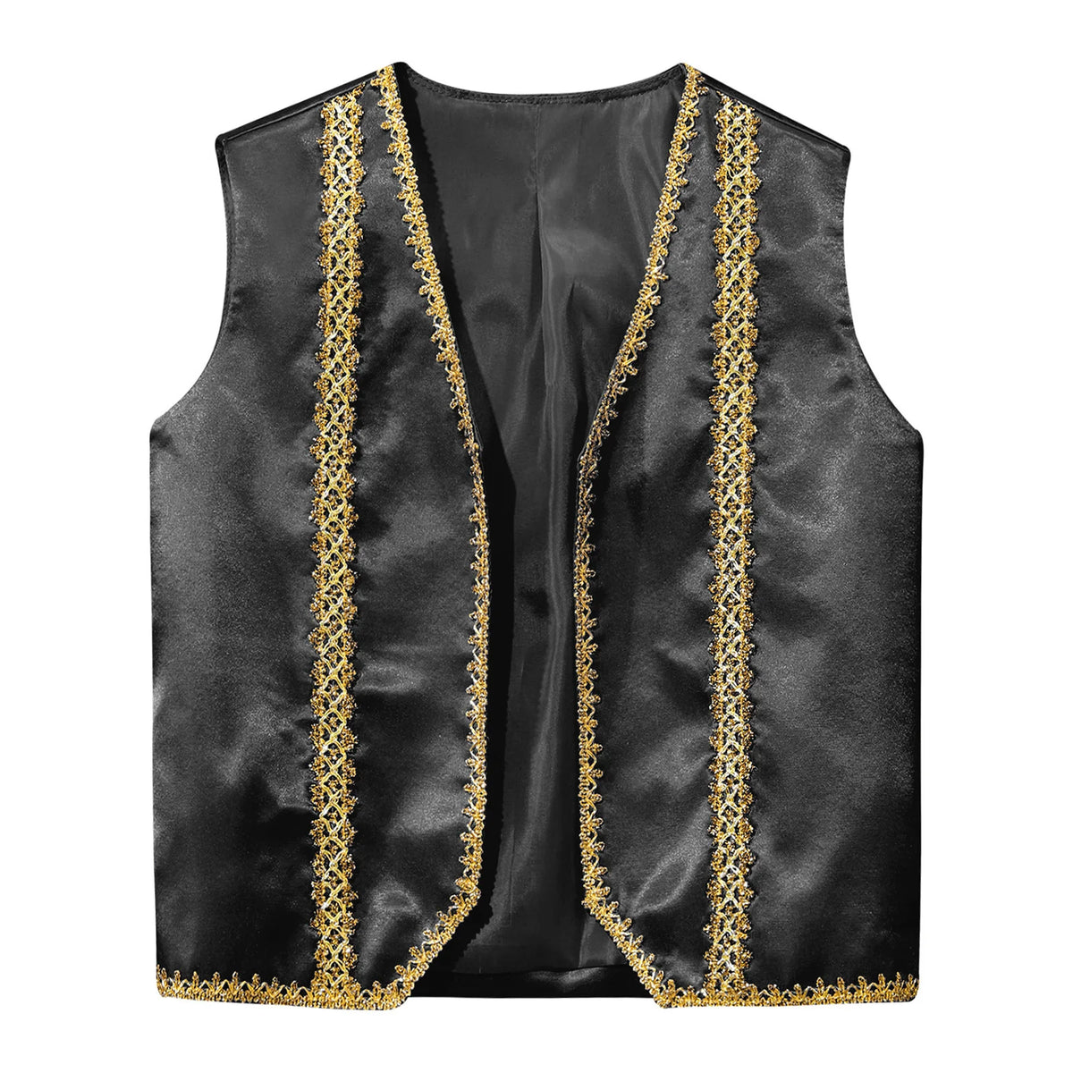 Kids Girls Boys Medieval Steampunk Costume Arabian Prince Sleeveless Golden Trim Waistcoat Vest Halloween Cosplay Fancy Dress Up