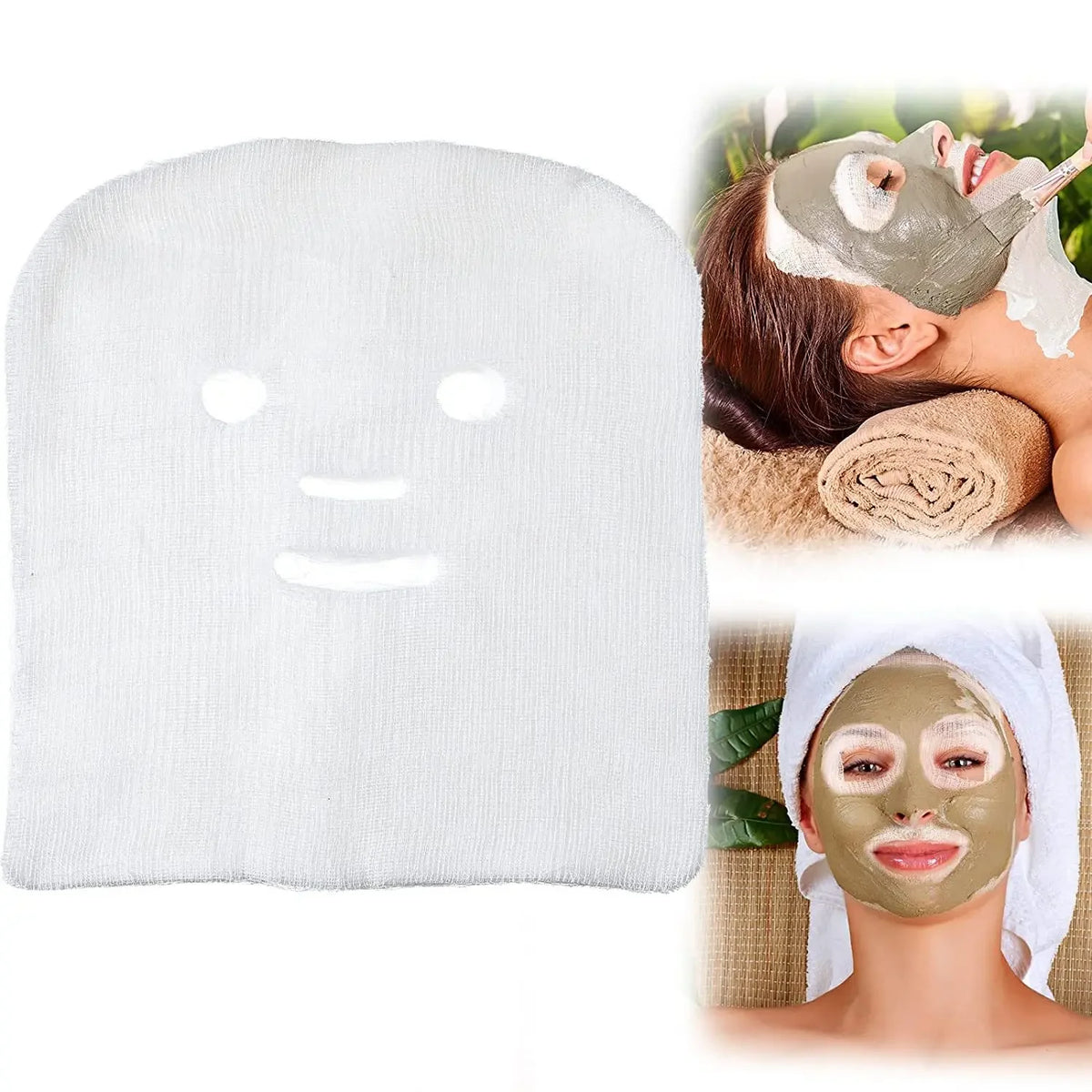 100PCS White Pure Cotton Soft Disposable Gauze Face Mask Paper Sheet Beauty Salon Special Gauze Absorption Non-Irritating