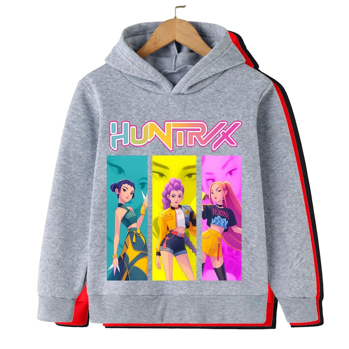 KPOP Devil Hunter Boy Girl Hoodie Street Sports Casual Trendy Harajuku Cartoon Children Autumn Winter Sweatshirt Clothing Top