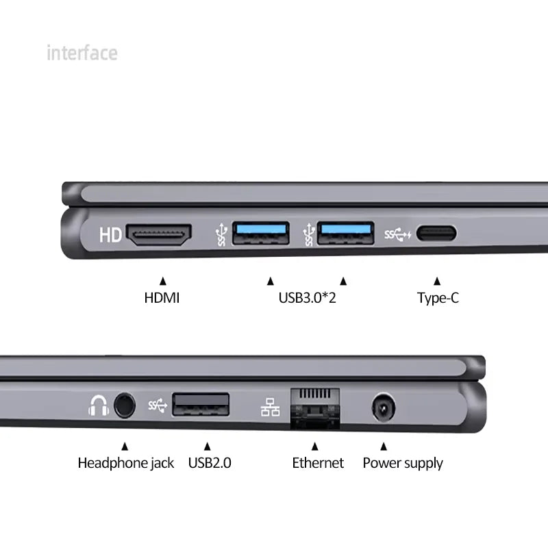 15.6 Inch Laptop Intel Core i9-12900H/i7-1255U Windows 11 Por 2*DDR4 64GB 2*M.2 2TB SSD Ultrabook Computer Fingerprint Unlock