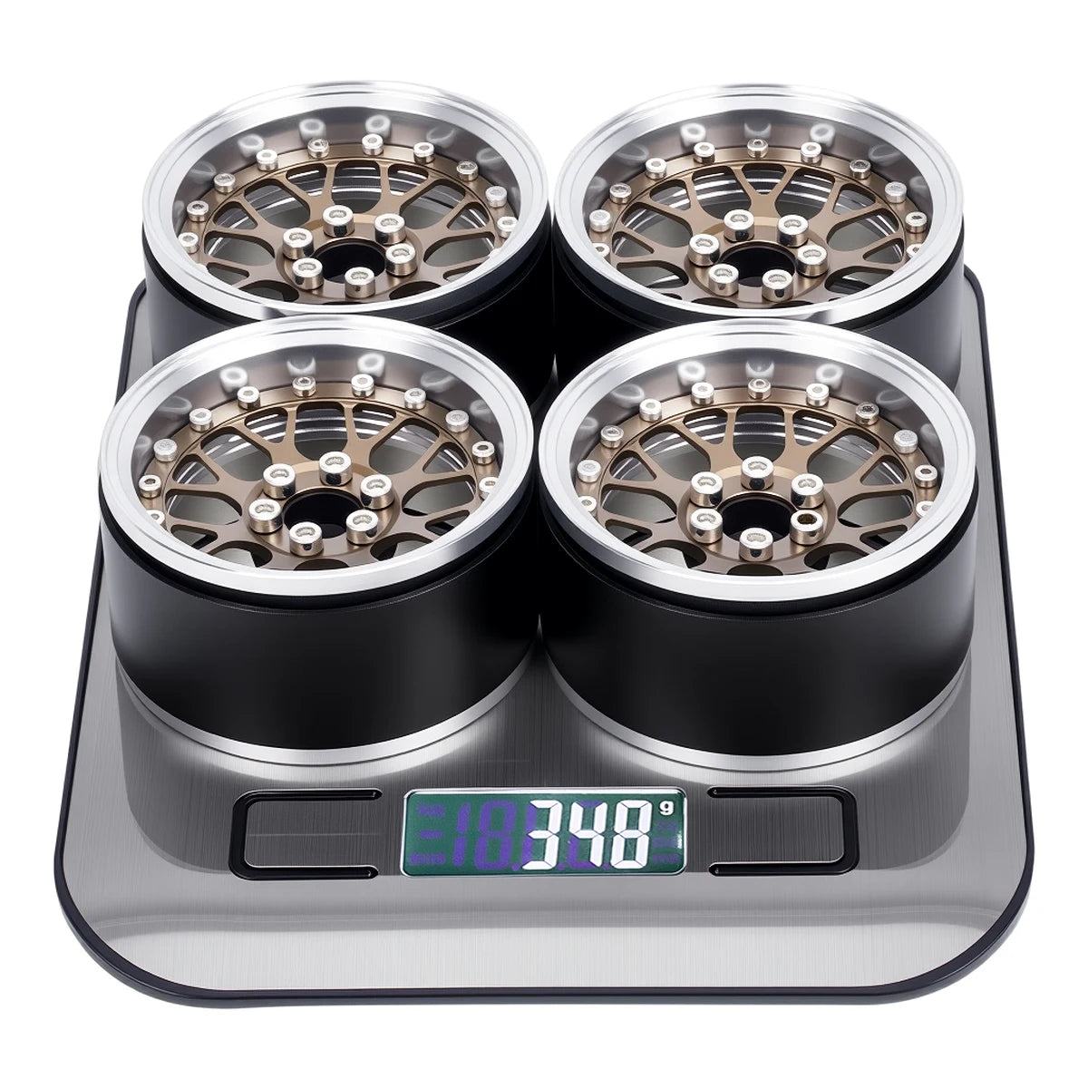 4Pcs 2.2 Inch Aluminum Alloy Beadlock Wheels Rim 12mm Hex for 1/10 RC Crawler Axial SCX10 90046 Wraith Capra TRX4 TRX6 D90