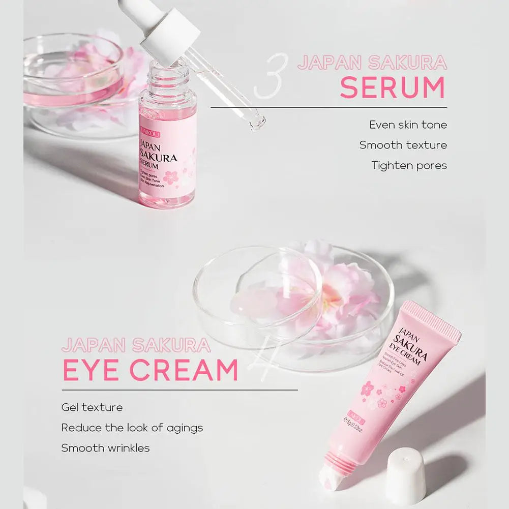 Sakura Skin Care Sets Face Cream Serum Toner Facial Cleanser Sunscreen Eye Cream Face Skin Care Set Gift box Routine Travel Kit