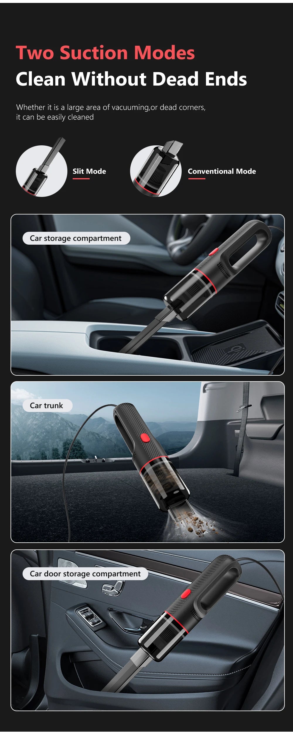 Carsun 5000Pa Wired Car Vacuum Cleaner - Portable Compact for Efficient In-Car Cleaning