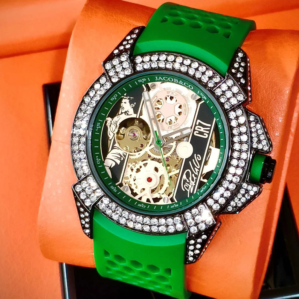 TOP Very Hot Jacob & Co Original Brand Watches For Mens  Full Diamond Automatic Mechanical Wristatch High Quality AAA Clocks
