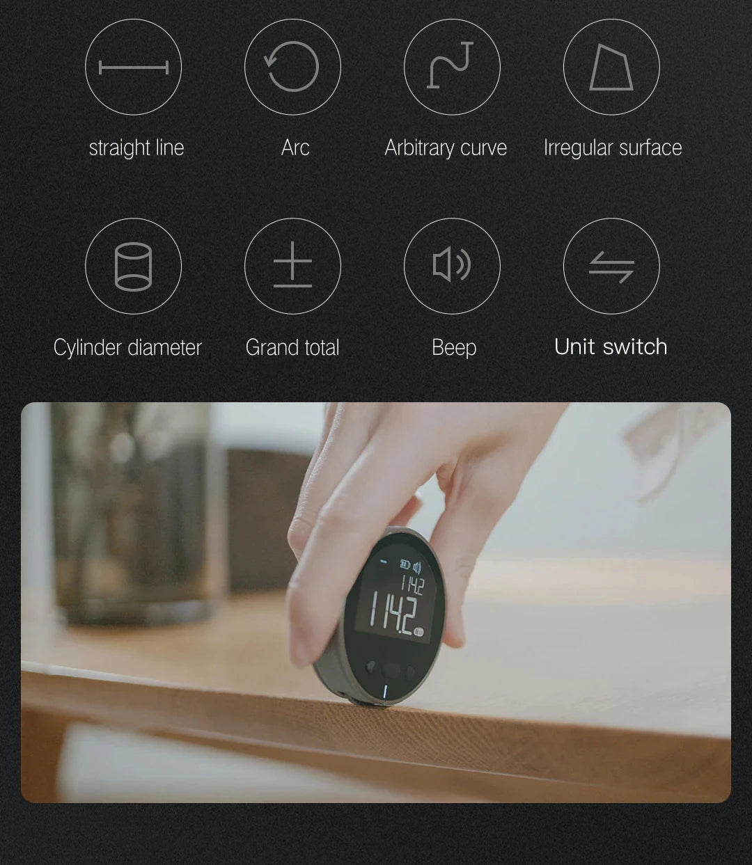 ATUMAN DUKA Electronic Ruler Rechargeable 8 Functions Rangefinder Portable HD LCD Screen Long Standbuy Multifunction ruler