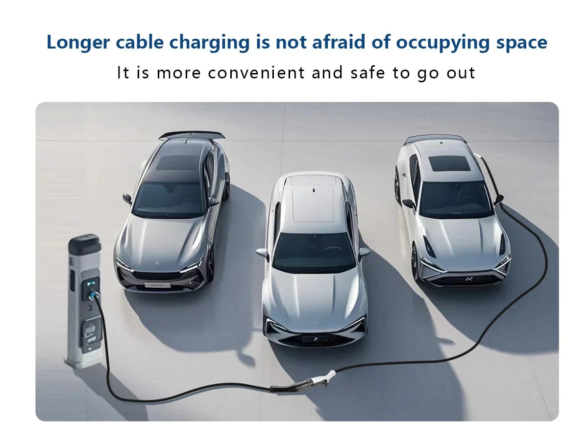 For wired charging stations Portable EV Charging Cable 32A 22KW 3 Phase Electric Car Charger 3.5KW 16A 1 Phase Anti-theft strap