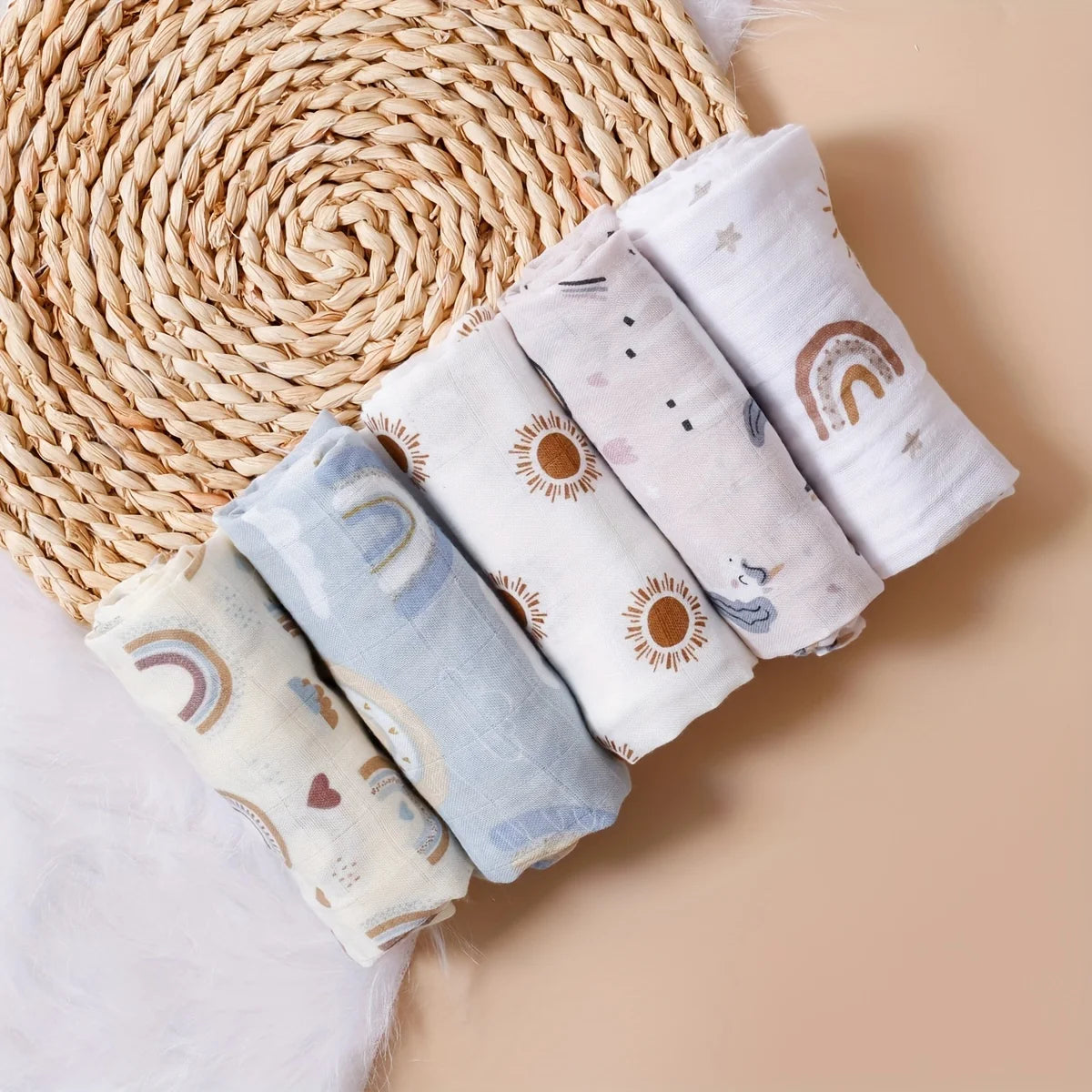 5Pcs/set 60*60cm Super Soft Bamboo Cotton Muslin Blankets Infant Boy/Girl Multi-Use Feeding Burp Cloth Towel Baby Burp Cloth Set