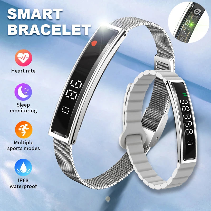 LIGE Ladies Smart Bracelet Men Health Sleep Heart Rate Monitoring Fashion Sports Band Fitness Tracker Smart Wristwatch For Women