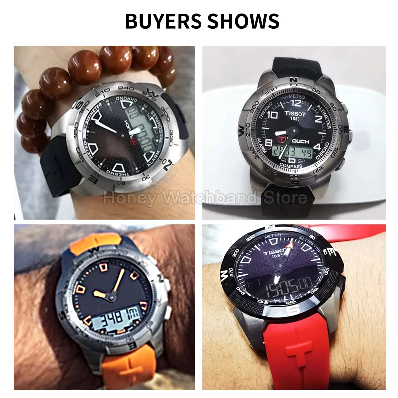 Flexible Comfortable Silicone Bracelet for Tissot T-Touch Blue Orange T013 T047 T121 Watchband Special Interface Sweat Resistant