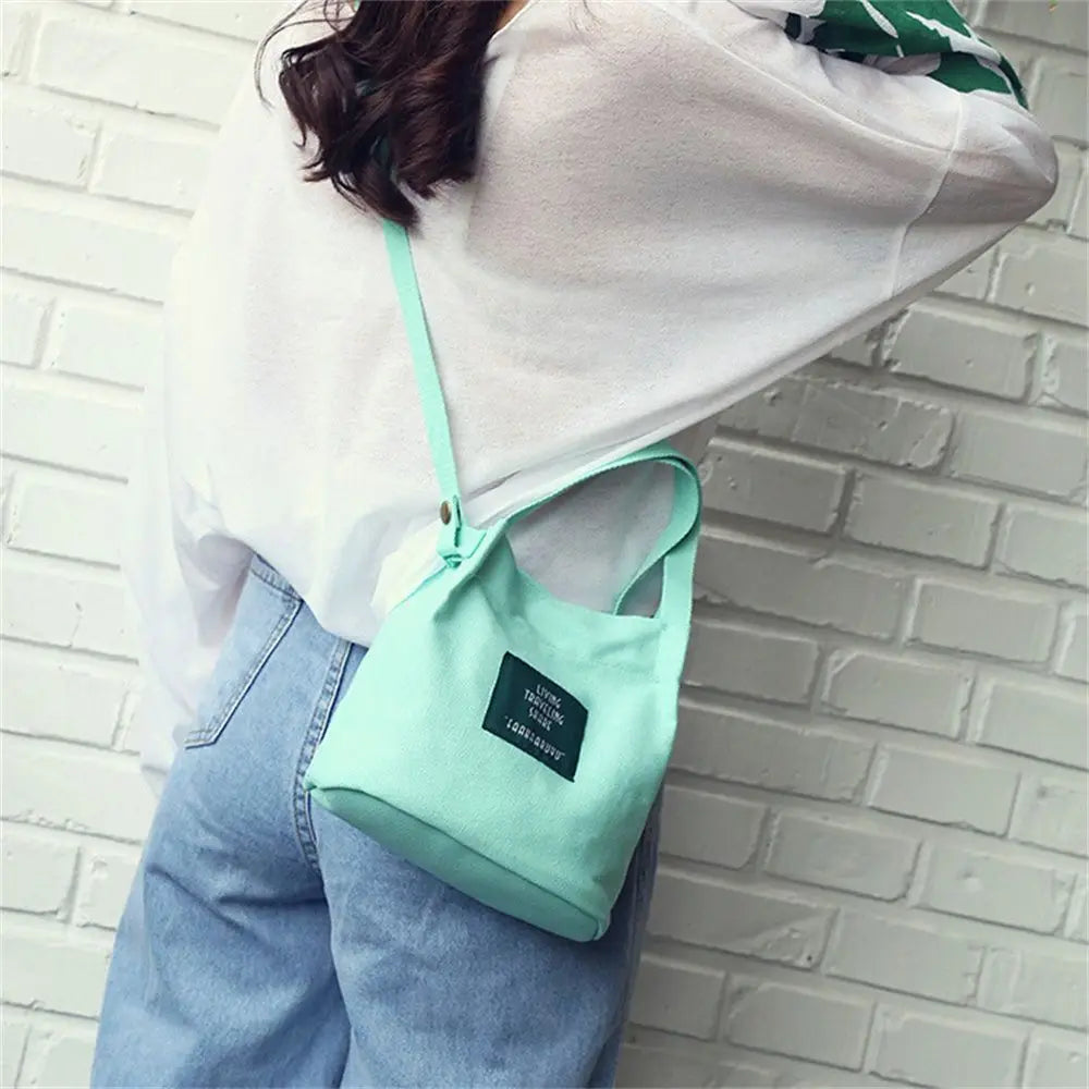 Women Shoulder Bags Letter Handbags Casual Buckle Tote Canvas Crossbody Bag Cute Shopping Bag For Ladies