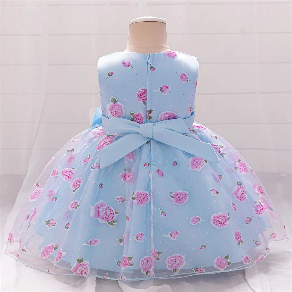 Toddler White Flower Baptism Dress For Baby Girls Newborn First 1st Birthday Party Flower Lace Wedding Dresses Christening Gown