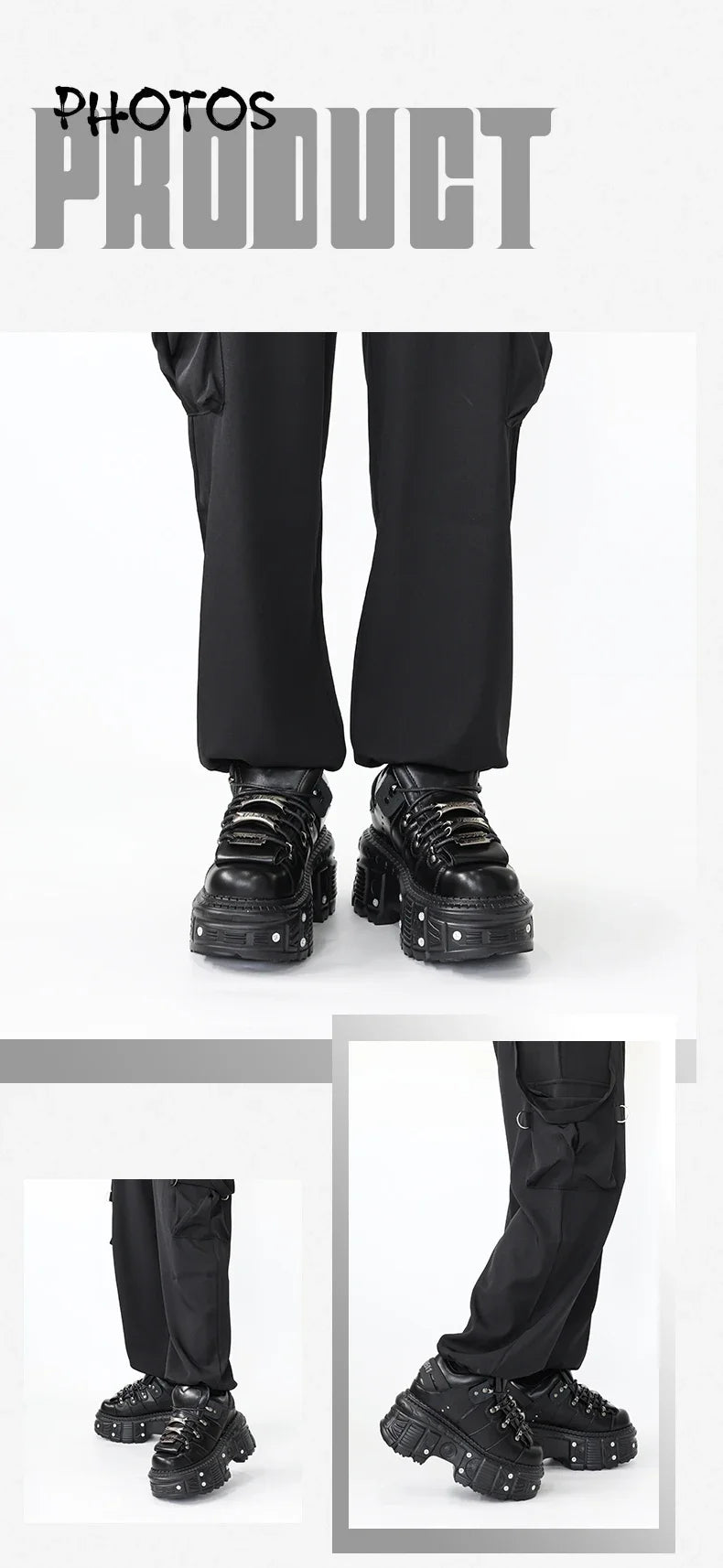 2025  Woman Sneakers New Punk Style Women Shoes Gothic Ankle Rock Boots Lace-up Heel Height Platform Shoes Woman Metal Decor