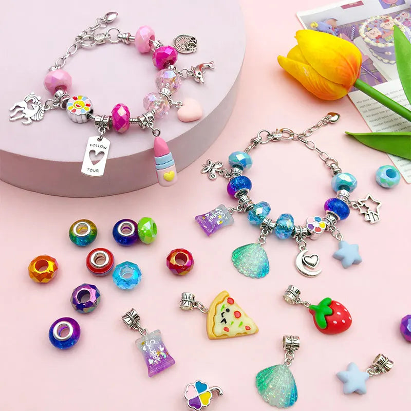 Charms DIY Bracelet Jewelry Making Kit, Jewelry Beads Pendants, Snake Chains Necklace, Gift Box, Perfect Gifts