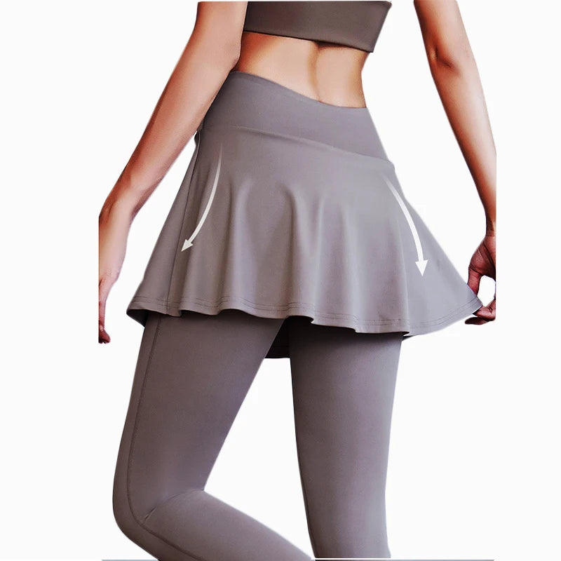 Aiithuug Tennis Skorts Cross-waist Skirted Legging Yoga Legging with Skirts Tennis Leggings Soft Stretchy Tennis Dresses Running