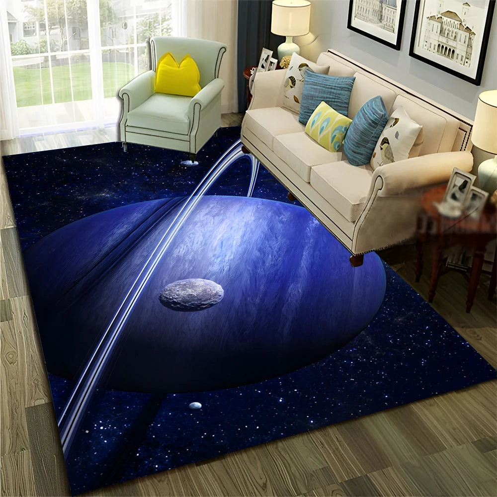 Galaxy Planet Star 3D Universe Space Carpet Rug for Home Living Room Bedroom Sofa Doormat Decor,Kid Area Rug Non-slip Floor Mat