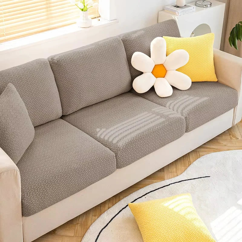 Jacquard Sofa Cover Stretch Fabric Sofa Seat Cushion Cover For Living Room Removable Spandex Seat Case Chaise Lounge Home Pets