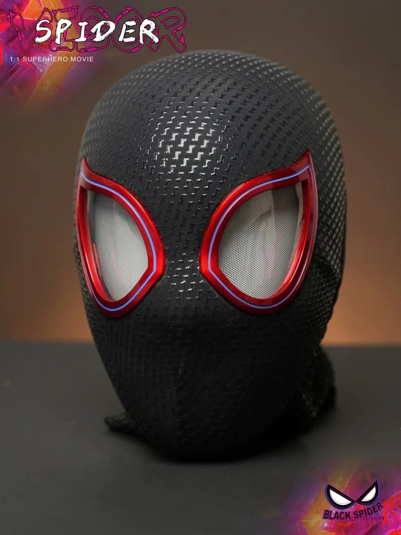 1:1 Miles Morales Mask with Movable Eyes Mascara Electric Gwen Spider-Man Helmet Ring Control Halloween Cosplay Mask Toy Gift