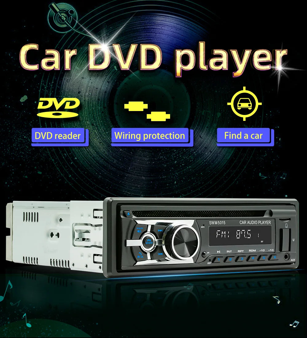 BQCC 1 Din Universal Car DVD/CD/VCD Player AI Voice BT USB TF AUX Input RDS Radio Locate a car Wiring protection EQ Car Stereo