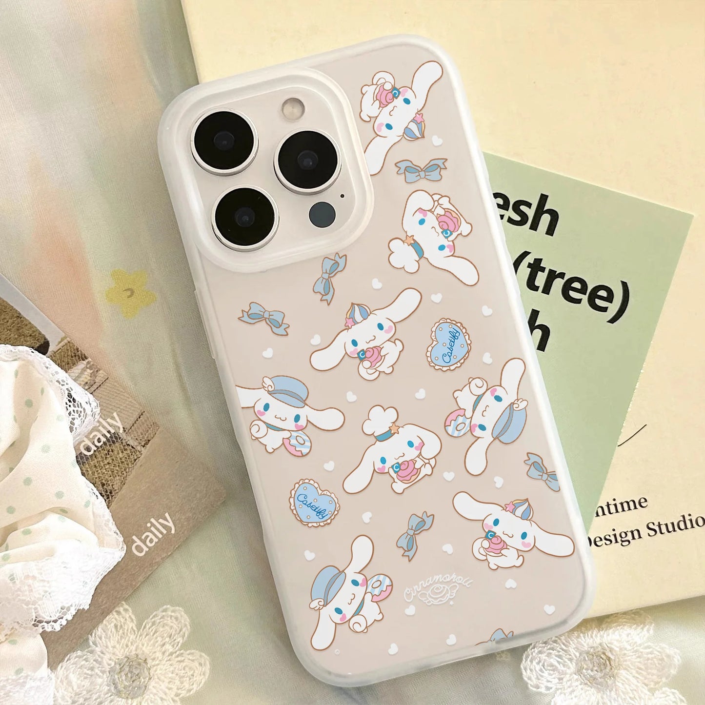 Cute Cinnamoroll Transparent Clear Frosted Shockproof Phone Case for IPhone 17 16E 16 15 14 Plus 13 12 11 Air Plus Pro X XR Max
