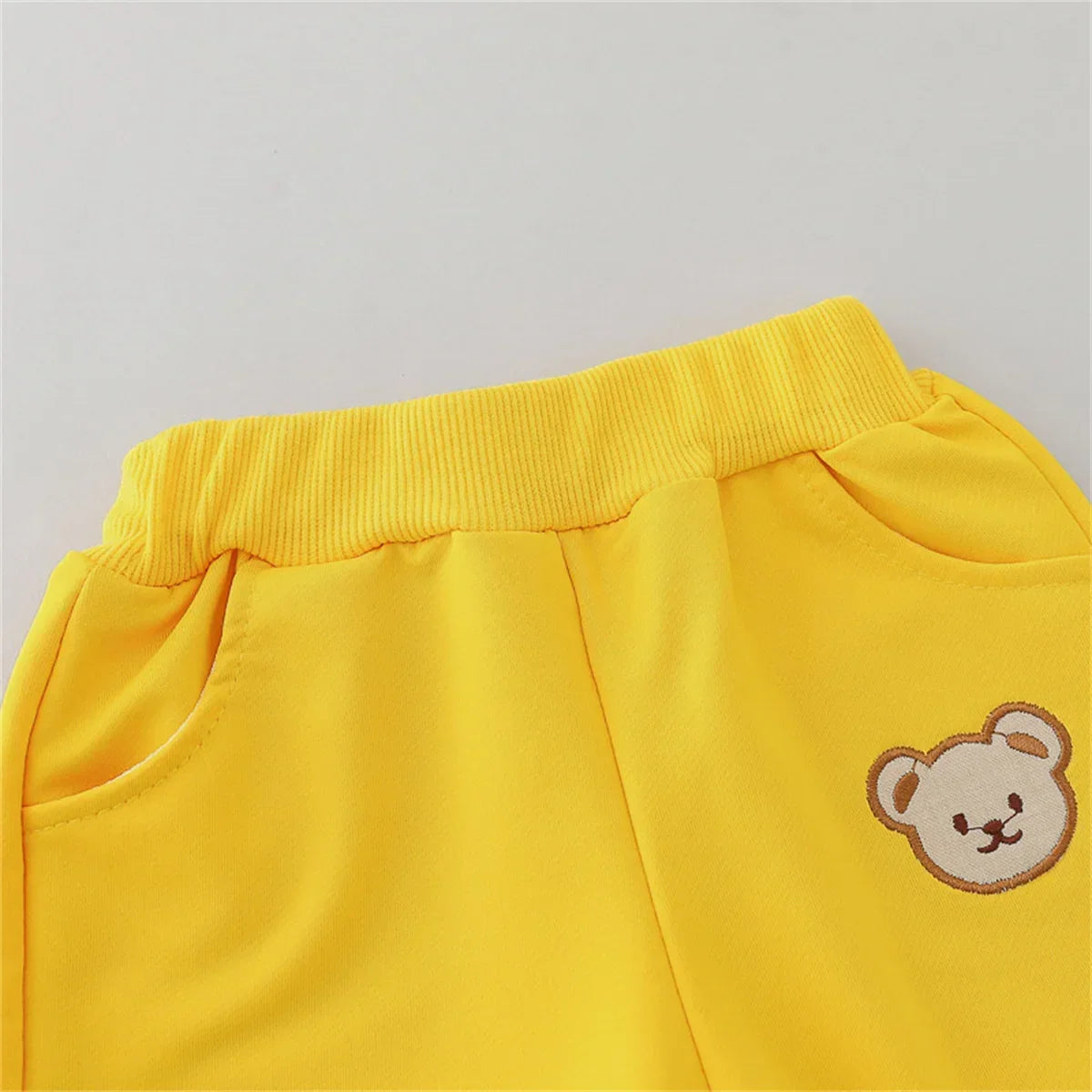 2PCS Children's Set Spring and Autumn Simple Little Bear Head Round Neck Long Sleeve Pants Outdoor Set for Young Children
