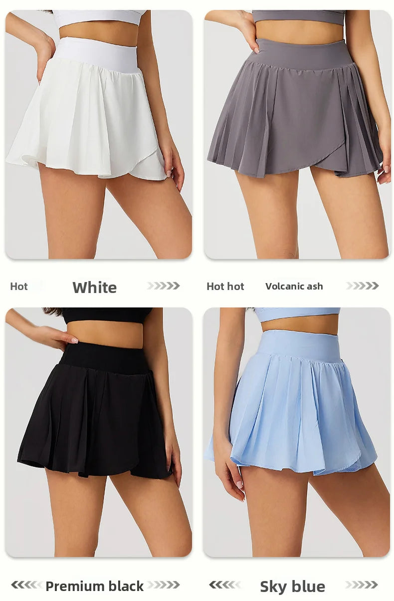 High Waisted Tennis Mini Skirt Women's Tennis Yoga Golf Sports Belt Safety Pants Pocket Comfortable Breathable Sports Skirt