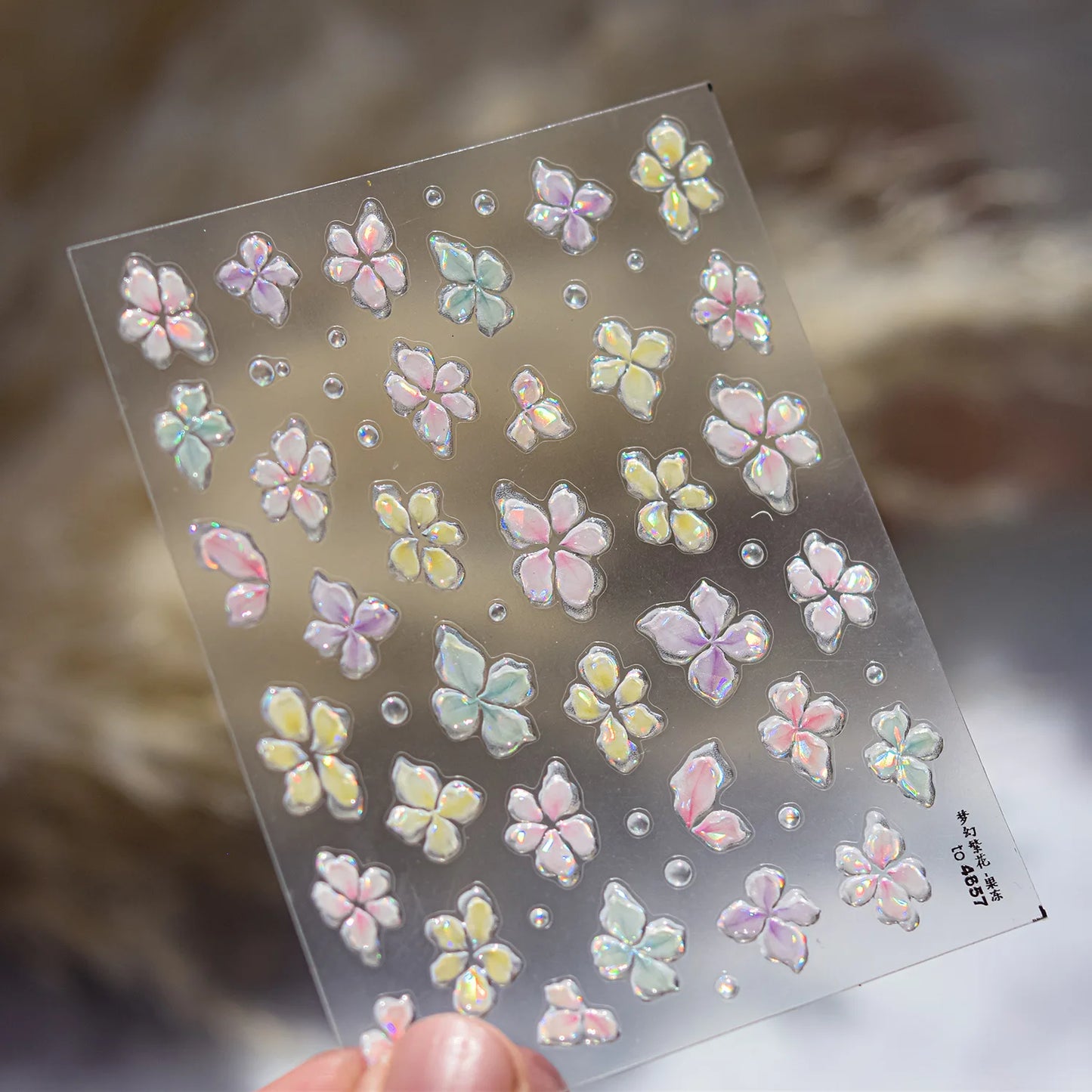 1Pc 3D Lavendar Flowers Stickers for Nails Spring Sakura Floral Leaves Self-Adhesive Sliders Decals Art Manicure for Decoration