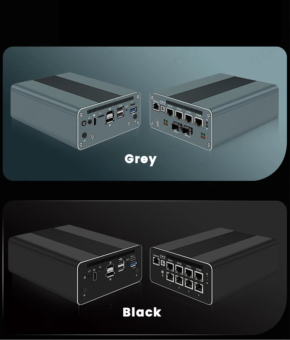 Firewall Appliance 2.5Gbe Intel I7 1260P 1235U I3 1215U 8505 2*10G 8x2.5G LAN Fanless PC Support PFSENSE Router/OPNsense/AES NI