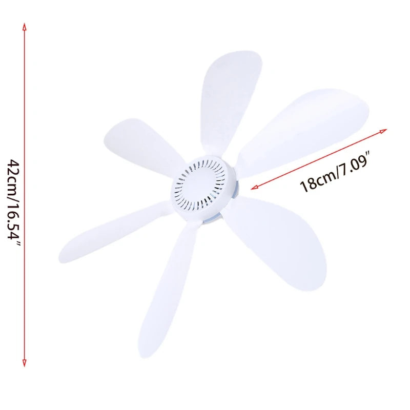 220V 20W 6 Leaves Ceiling Fan 16.5inch Silent Household Bedroom Hanging Fan Drop Shipping