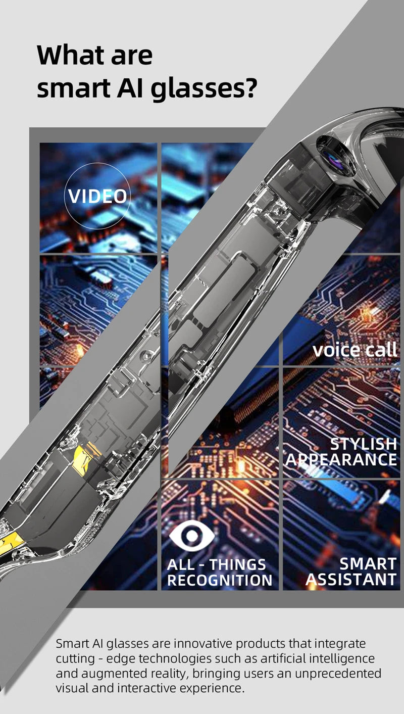 Xiaomi AI Smart Camera Glasses 6K HD With Long-lasting Battery Voice Assistant Control Calling Music Outdoor Photo-grey Glasses